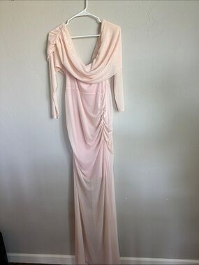 NWT maternity Draped Cowl Neck Maxi Dress in Light Blush